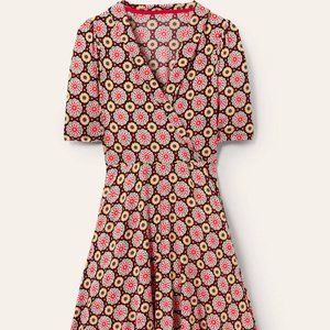 Fixed Wrap Jersey Dress Black, Opulent Daisy